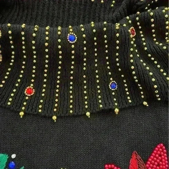 Victoria Harbour Woman Beaded Cowl Christmas Sweater Size 3X Slouchy Tunic - Picture 14 of 15
